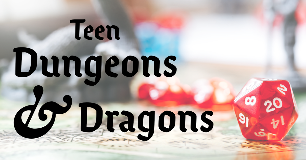Graphic for Teen Dungeons and Dragons, game dice in red